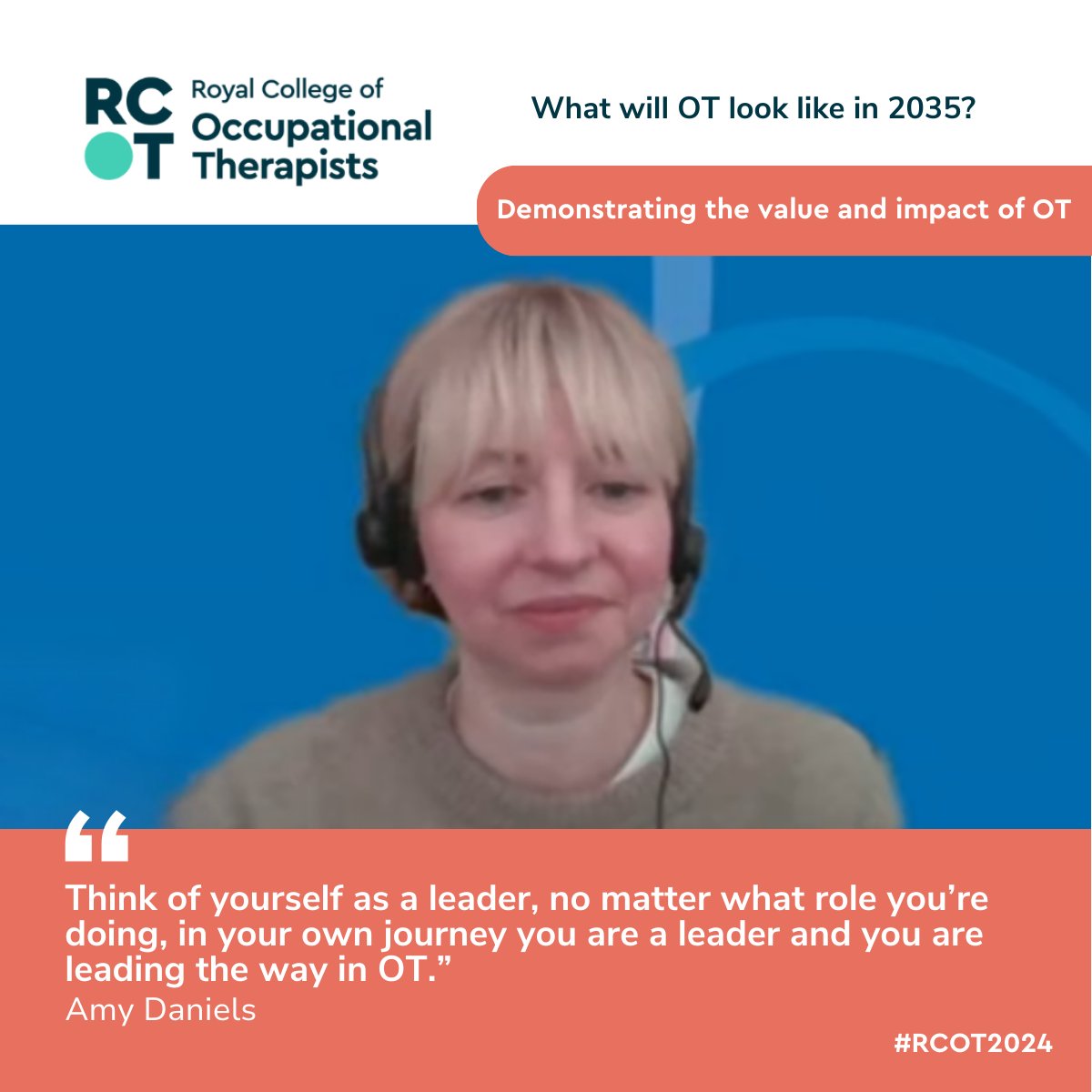 theRCOT's tweet photo. A big thank you to @CLovegrove_OT, @AmyACD, @ThomasW_OT and 
@KimStuartOT for sharing their visions of occupational therapy in 2035 in that inspiring plenary session! 🤩 #RCOT2024 https://t.co/tNHkNEUsVC