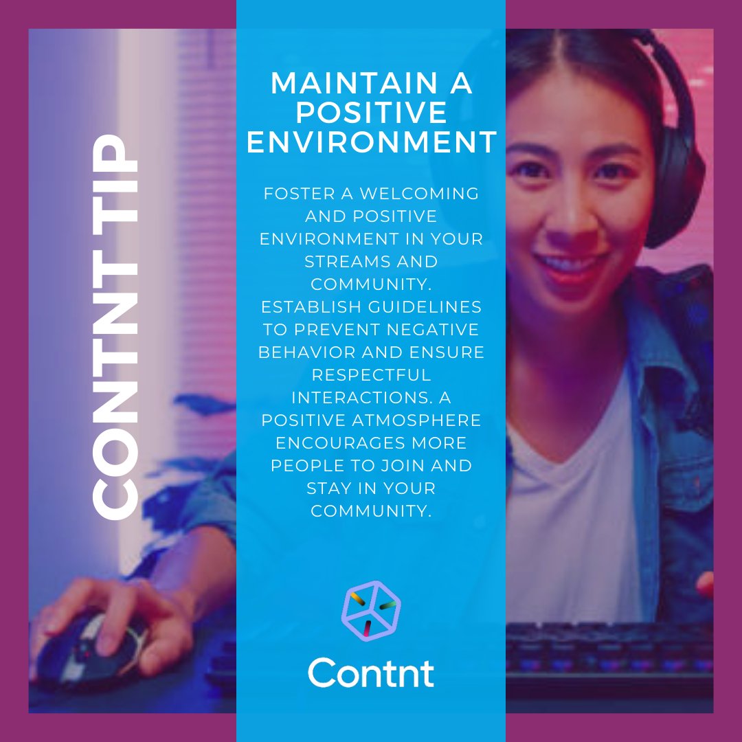 Contntio's tweet image. 🌟 Contnt Tip: Maintain a Positive Environment! 🌟 Foster a welcoming space with clear guidelines and respectful interactions. A positive community attracts and retains more people. Sign up to Contnt via the link in bio #PositiveCommunity #ContentCreators #ContntPlatform #JoinNow