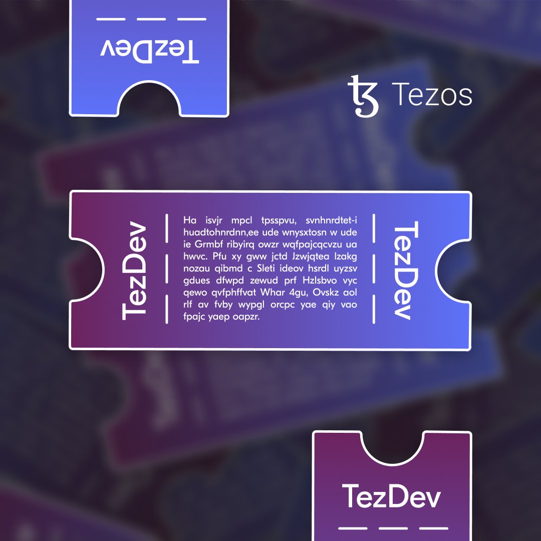 🤖 Decrypt your way to #TezDev. Here’s your chance to win a flight, a hotel stay, and a ticket to #TezDev for you and a friend.

Your mission, should you choose to accept it:
💥 Like &amp; RT this post, then follow @Tezos.
🔐 Crack the code in the image to find a ticket to TezDev.
🏰