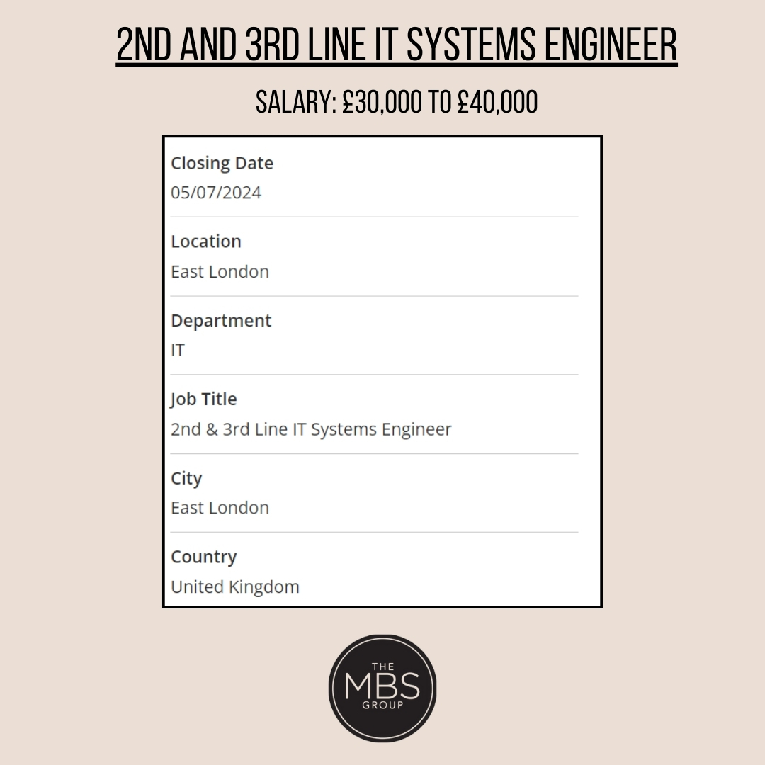 🚨 TWO INCREDIBLE JOB OPPURTUNITIES WORKING AT MBS NOW AVAILABLE 🚨

Apply for Senior Network Engineer: 
orlo.uk/bC2NO

Apply for  2nd &amp; 3rd Line IT Systems Engineer: 
orlo.uk/EMMcd

💡 These roles are available through MBS, enquiries go through them. 🔌