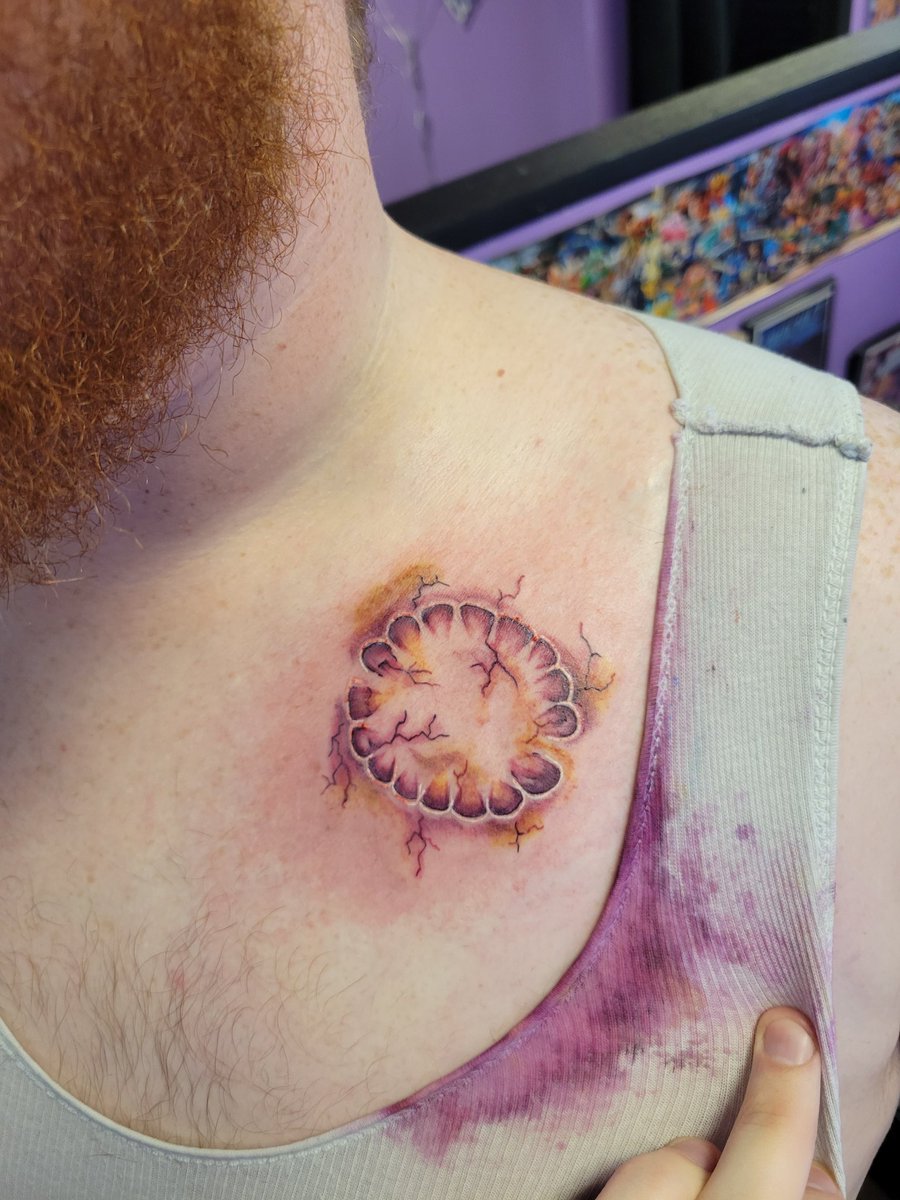 Wife's zombie bite 😳 'till second death do us part #tattoo #tattoos  #colortattoo #zombiebite #zombiebitetattoo #zombietattoo #bitemark  #bitemarktattoo #bite #bitetattoo, image size:900x1200