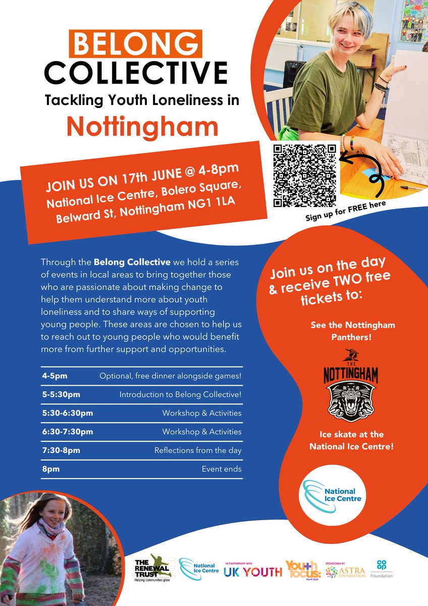 This #LonelinessAwarenessWeek come along to @renewaltrust Belong collective event in Nottingham. Attendees will receive 2 free tickets to <a href="/Nat_Ice_Centre/">National Ice Centre</a> &amp; 2 tickets to a <a href="/PanthersIHC/">Nottingham Panthers</a> game!

More info and tickets here 👉 ow.ly/rkmo50SgN3e