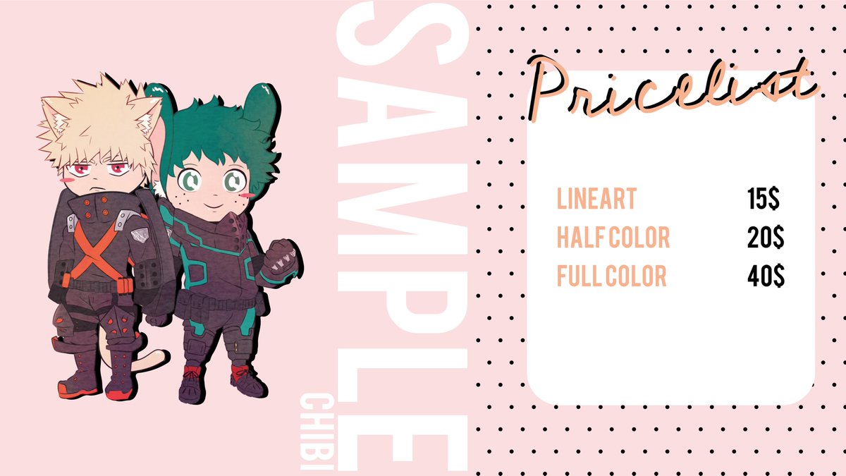 I changed the prices of my commissions. Feel free to DM. I can also do logos. Please retweet. My anxiety been worse this past month and I would need a little bit of help. PayPal or Ko-fi.