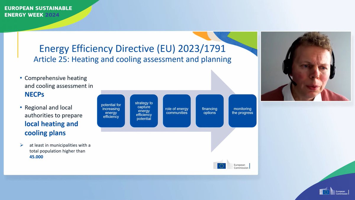 #Local #heating &amp; #cooling plans promoted by #EED are key to explore available WH &amp; #RES sources &amp; integrate communities in the transition💪

An expected 1300 total municipalities will draw up plans, addressing around 1/3 of #EU population!
-Madis Laaniste @energy4europe @ #EUSEW