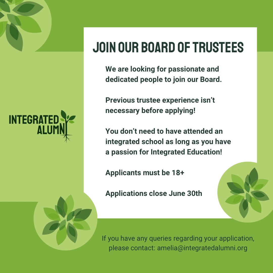 Apply to join our Board of Trustees! We’re looking for new faces to expand the Board of Integrated AlumNI. If you would like to apply or know someone who would be interested, follow:

docs.google.com/forms/d/e/1FAI…