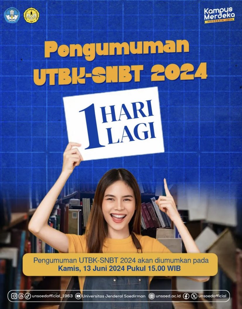 Tinggal menghitung jam lagi ni pengumuman SNBT 2024!🫨

Semoga ada kabar baik yaa semuanya, sampai ketemu di Unsoed👋🏻