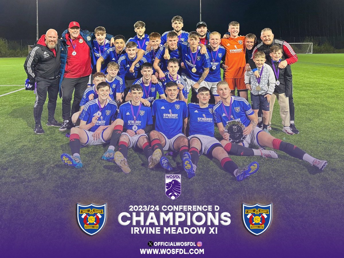 West of Scotland Football Development League (@officialwosfdl) on Twitter photo 🙏and with that, the 2023/24 season is a wrap!
Congratulations to all our champions who etched themselves into history in our inaugural season!
Conference A - <a href="/MckinvenBrian/">wishaw u20s</a> (<a href="/WishawFC/">Wishaw Football Club</a>)
Conference B - <a href="/BenburbU20s/">Benburb FC U20</a>
Conference C - <a href="/ThornYFC2006/">Thorn Athletic U20s Development Squad</a>
Conference D - <a href="/fc_irvine/">Irvine Meadow FC Development Squad</a>
(1/2) 🙏and with that, the 2023/24 season is a wrap!
Congratulations to all our champions who etched themselves into history in our inaugural season!
Conference A - <a href="/MckinvenBrian/">wishaw u20s</a> (<a href="/WishawFC/">Wishaw Football Club</a>)
Conference B - <a href="/BenburbU20s/">Benburb FC U20</a>
Conference C - <a href="/ThornYFC2006/">Thorn Athletic U20s Development Squad</a>
Conference D - <a href="/fc_irvine/">Irvine Meadow FC Development Squad</a>
(1/2)