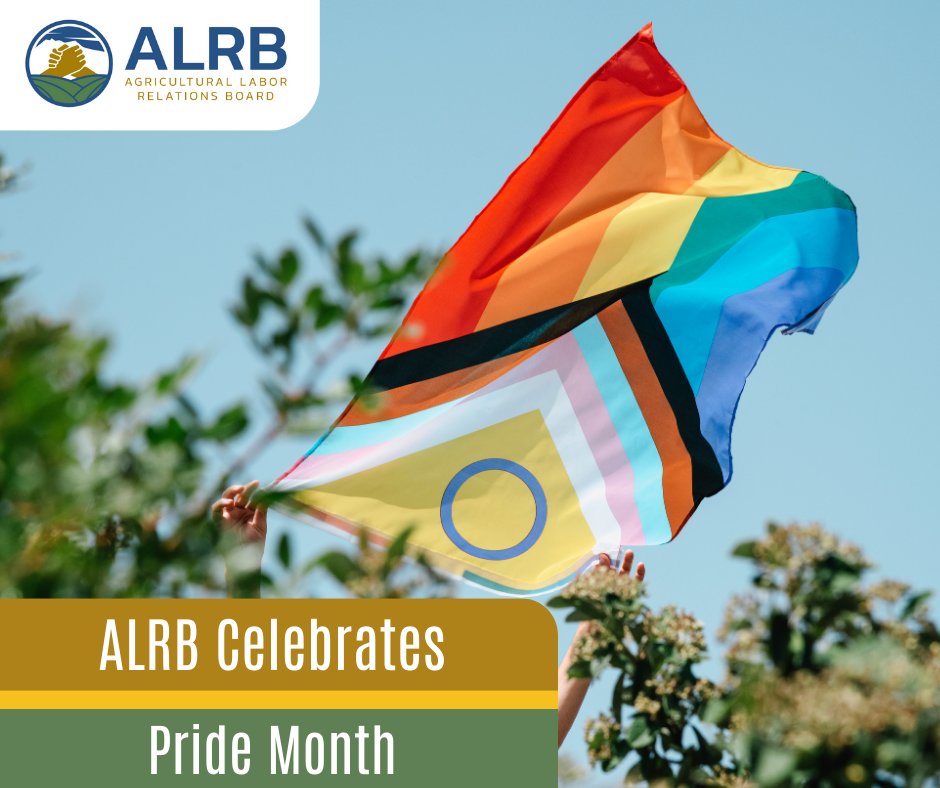 alrb_ca's tweet photo. Happy Pride Month! 🌈
ALRB celebrates Pride Month with love and respect for all. We believe in ensuring every farmworker feels valued and protected in the workplace.
#ALRB #PrideMonth #Love #CaliforniaPride https://t.co/3C27yIOCIh
