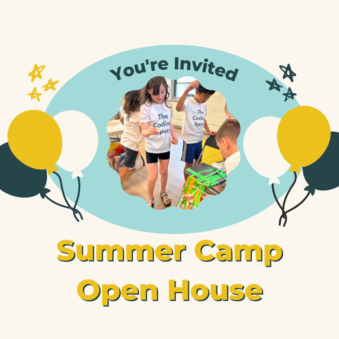 thecodingspace's tweet image. Summer is just around the corner! Drop by our open house on Saturday, June 15th to say hello, grab a snack, tackle STEM activities, and learn all about our summer coding offerings!
RSVP here: docs.google.com/forms/d/e/1FAI…
#TheCodingSpace #OpenHouse #SummerCamp #CodingCamp