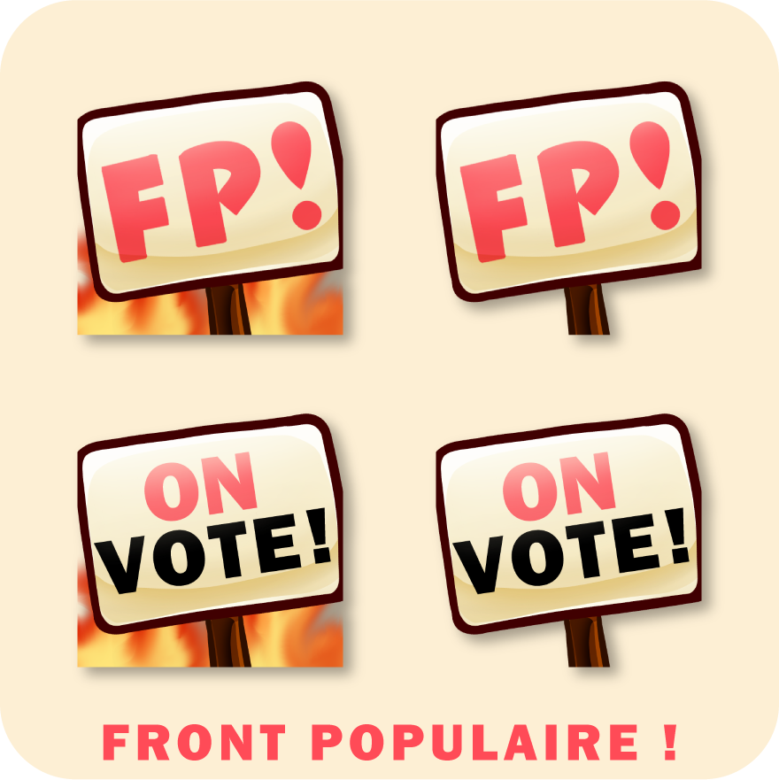 J'ajoute ma contribution, avec des émotes pour vos streams, entièrement gratuites !
🔴Fixes ET animées !

De toutes tailles pour aussi les mettre dans vos overlays ou en bio !
ko-fi.com/s/3e1606102b

On soutien le mouvement ✊ #frontpopulaire 
Merci Yomzed pour ces assets 🙏