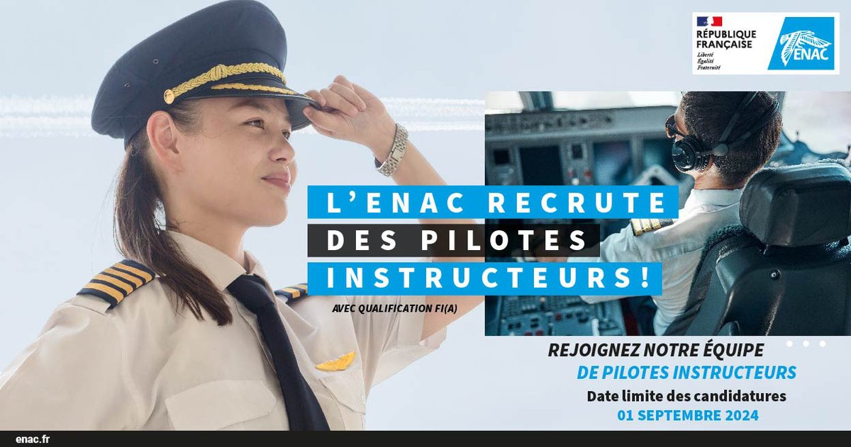 [SELECTION] La sélection des PNT ENAC 2024 est lancée ! 👩‍✈️👨‍✈️

L’ENAC organise sa sélection de pilotes instructeurs, en vue d’un recrutement de Personnels navigants techniques de la DGAC.

🖊 Pour postuler : careers.flatchr.io/fr/company/ena…