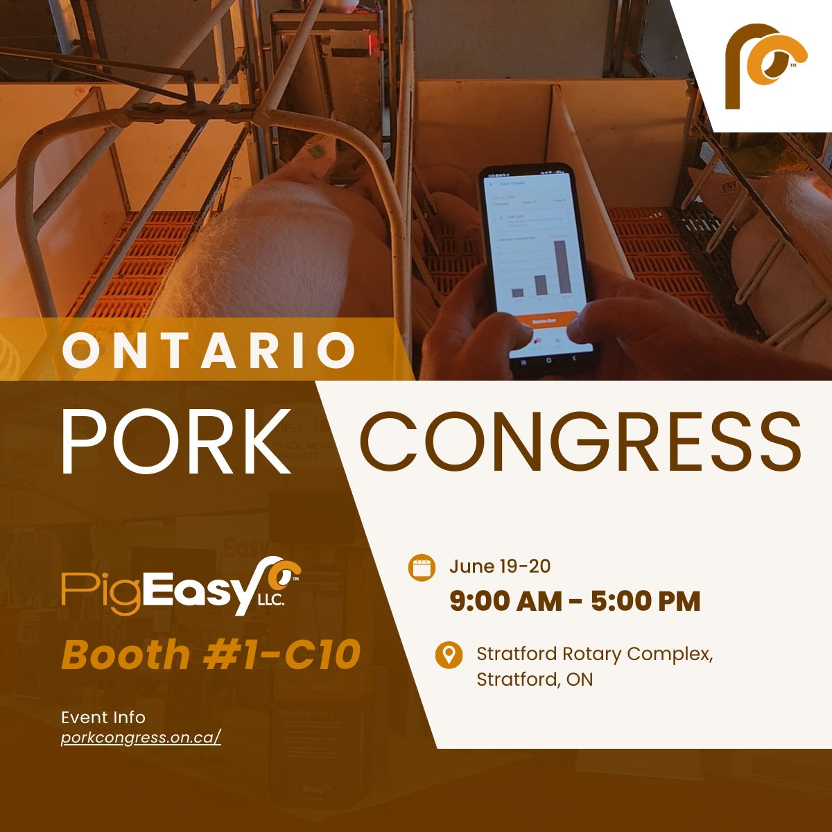 PigEasyLLC's tweet photo. The @OntPorkCongress is ONE week away!

Join PigEasy at our NEW booth location in the Agriplex (1-C10) to enjoy some chocolate and catch a live demonstration of the MealMeter2.0 smart feeder in action.

https://t.co/MraW6bwXCa

#pigeasy #easyisbetter #agritech #agtechnology https://t.co/AVAvLRakzi