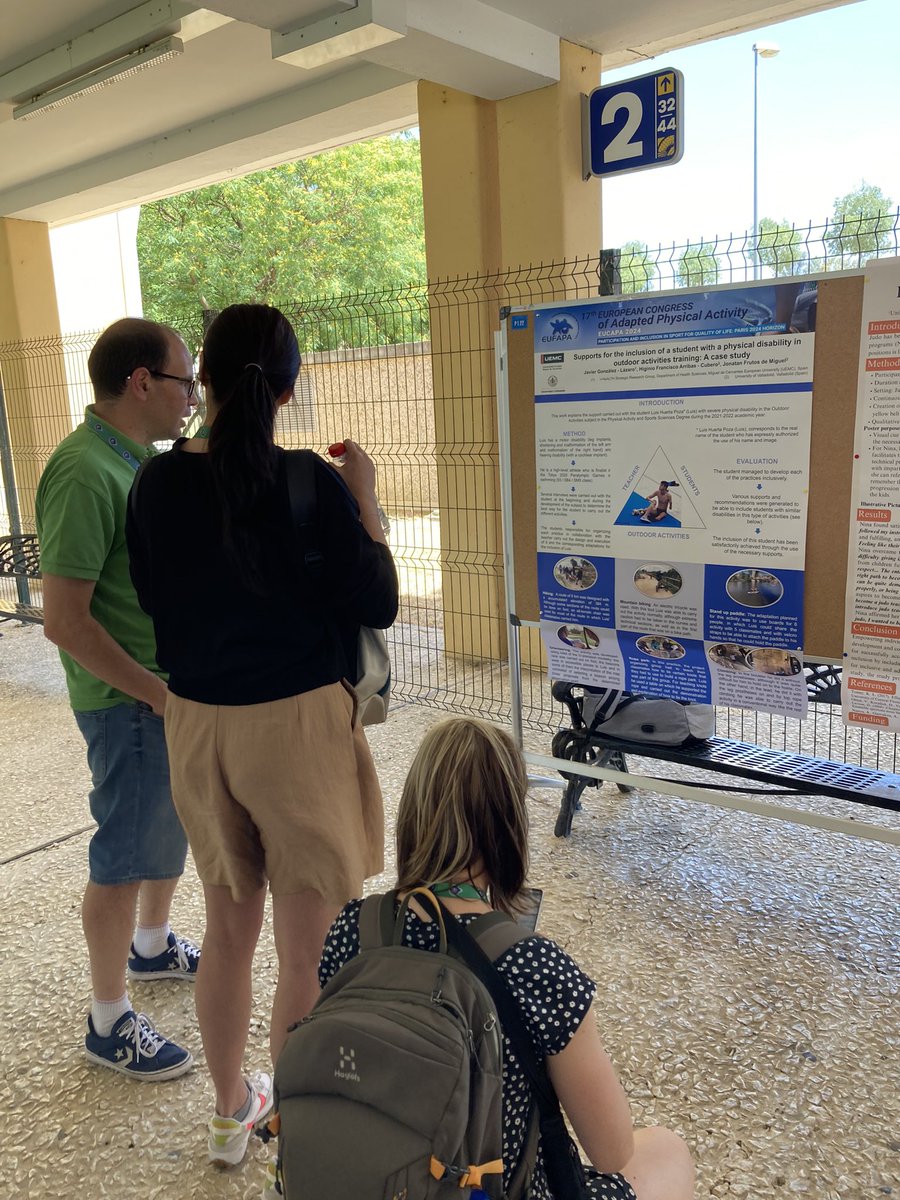 javierglazaro's tweet photo. We have had the pleasure of presenting a poster about the inclusion process of the paralympic athlete @luishuep26 in the subject of Otdoor Activities  in Physical Activity and Sports Sciences degree at the @UEMC #eucapa2024
@Yonifm89 @elcomandoespess https://t.co/IebPOLS0oC