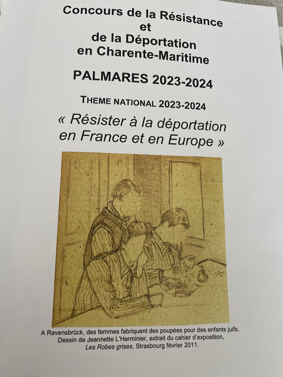 Cérémonie de remise des prix du CNRD ce jour: 5 élèves du @college_pmf_17 lauréates: 3e prix départemental « mémoires collectives » et prix « fondation De Lattre et association Rhin Danube ». Une belle reconnaissance de leur travail autour du thème « résister à la Déportation »