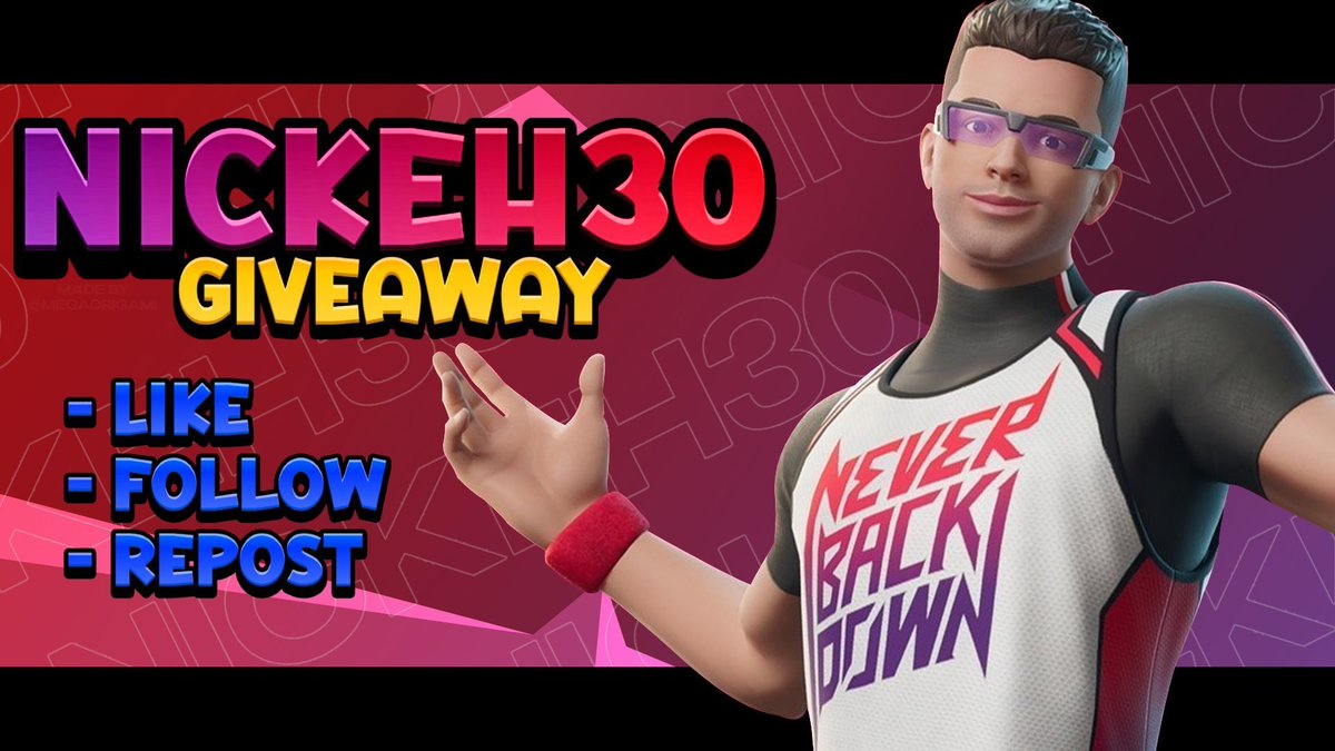 BMANxCoS's tweet photo. FORTNITE NICKEH30 SKIN GIVEAWAY

TO ENTER:
- Repost
- Follow me &amp; @OniGives 

Ends at release (June 15), good luck! 

Image credit: @megaorigami https://t.co/eIdn9Q2LdV