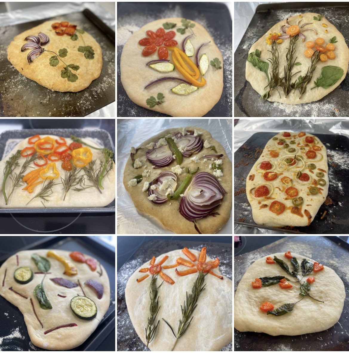 PATKingsSchool's tweet image. Year 10 Hospitality &amp;amp; Catering students have been making and decorating focaccia bread. They all look delicious! 🤩 #focaccia #italianbread