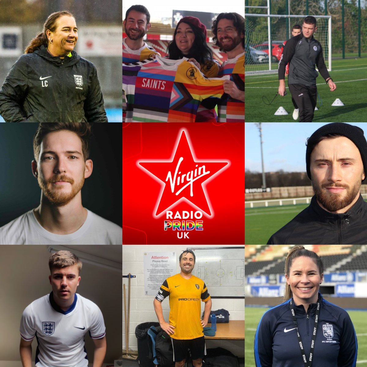 Excited for #Euro2024?

We’ve got an amazing pair of programmes on tonight and tomorrow on <a href="/VirginRadioUK/">Virgin Radio UK</a> Pride, looking at #LGBTQ+ stories in football.

All these lovely folks feature in it - and I can’t wait for you to listen. 

We’re on at 6pm 🙌🏻

👉🏻 radio-uk.co.uk/virgin-radio-p…
