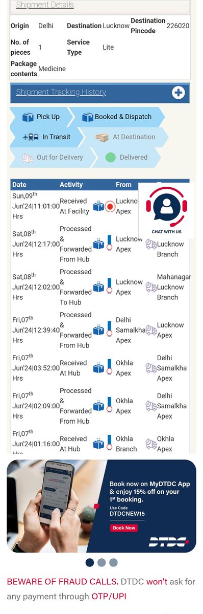 AAA_Aftab's tweet image. Hi @DTDCIndia, my order D93106587  was supposed to be delivered on 11th of June , but it hasn't arrived yet. It is stuck to the same place for last 4 days . Can you please provide an update? This delay is causing inconvenience. 
Thank you. 
 #DelayedShipment
@JM_Scindia