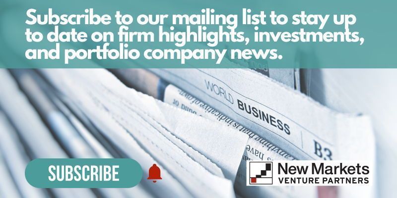 newmarketsvp's tweet image. Don&apos;t miss out on the latest news from New Markets Venture Partners, plus get updates on our portfolio of transformative companies. Subscribe today: buff.ly/3v1CUkH #impactinvesting #edtechnewsletter #workforcenewsletter #venturecapitalnewsletter