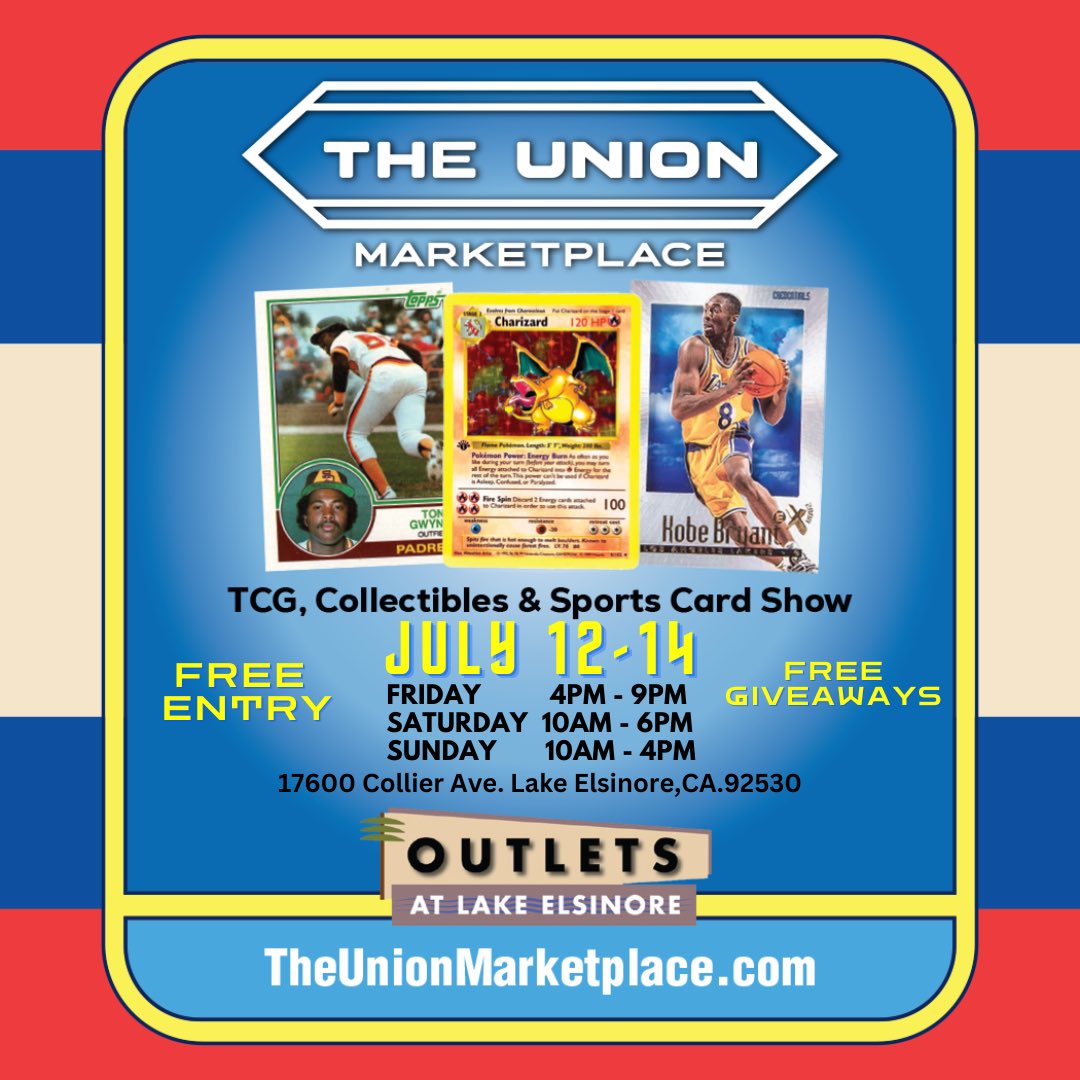 TheUnionMarket1's tweet photo. Join TUM July 12-14, The Outlets at Lake Elsinore for an awesome collectors experience. For more info please visit: https://t.co/BrVknE3Uc5 https://t.co/ujSkVGka7O