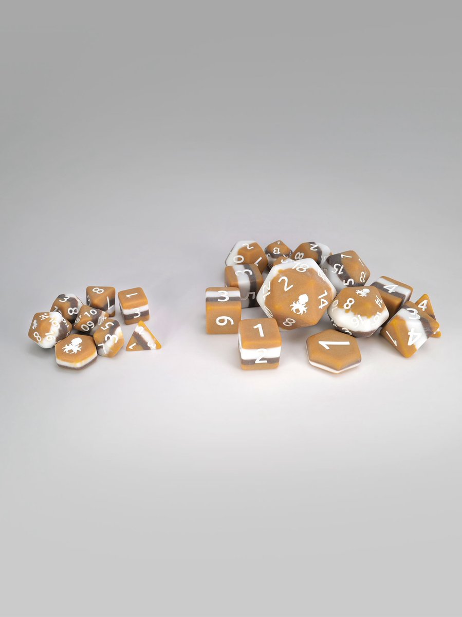 KrakenDice's tweet photo. New S'mores 8pc Mini Dice Set is out now! You loved the Sweet Heart Mini Dice Set so much we shrunk S'Mores to match!  #DND #TTRPG #KrakenDice #Pathfinder #CuteDice #Dice #D20 #DiceGoblin #DragonHaord #CuteDice https://t.co/ra6CWuFOUq