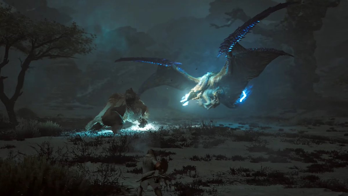 Our mysterious wyvern isn't the Flagship Monster of #MHWilds. 

Rather it is the "Apex/Lord of the Windward Plains."

Source: famitsu.com/article/202406…