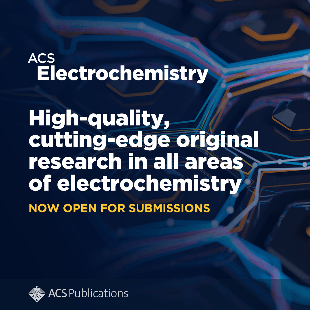 ACSPublications's tweet photo. 📭 Open for Submissions: ACS Electrochemistry, led by Editor in Chief @Patrick_Unwin is accepting original research across fundamental, applied, experimental &amp; theoretical aspects of #electrochemistry.

Learn more about the new journal &amp; submit your work: https://t.co/LenjR2Gm4D https://t.co/i5TN79bzdi