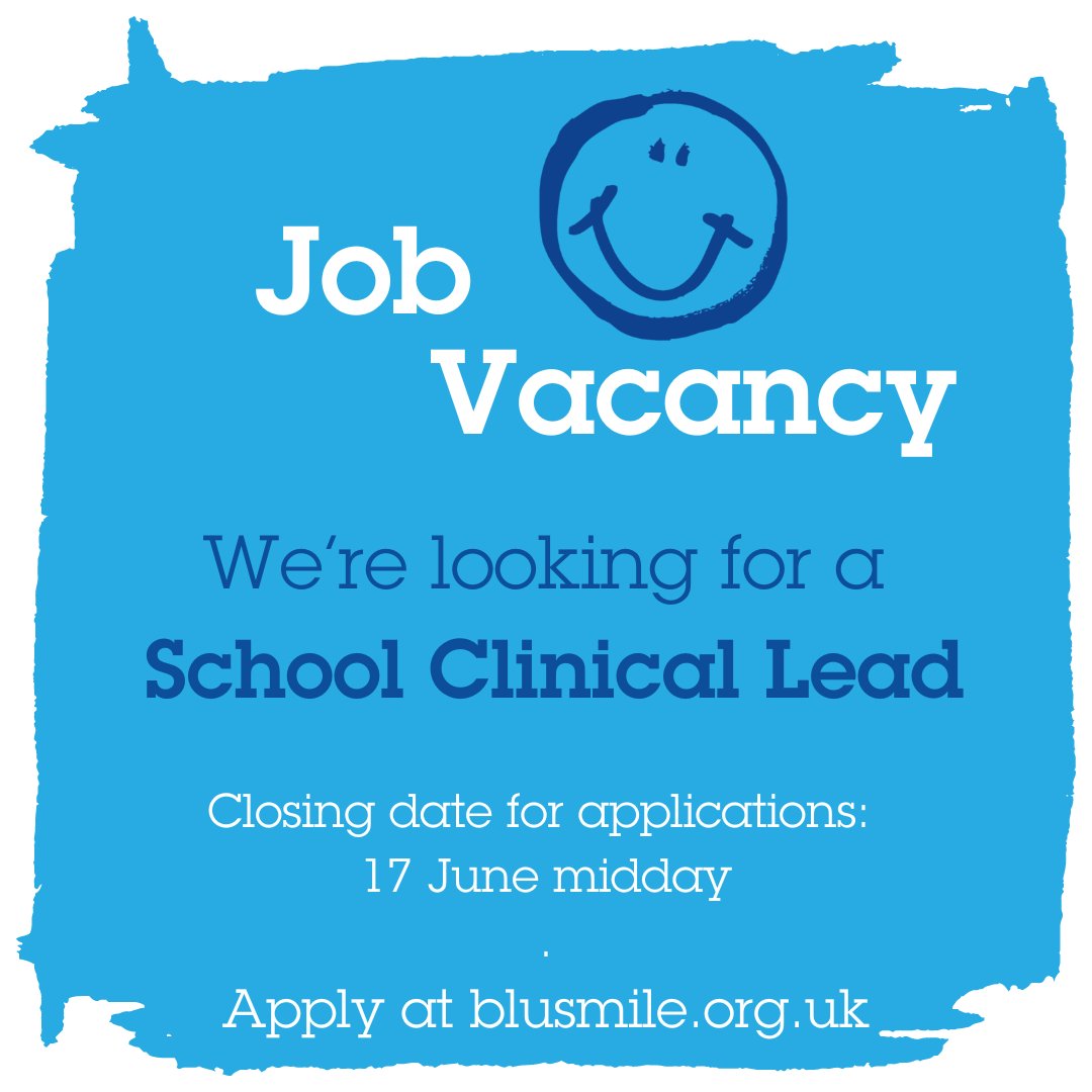 BlueSmileCam's tweet photo. Deadline approaching- apply before midday on 17th June

We're looking for a School Clinical Lead to join our friendly team supporting children's mental health in schools across Cambridgeshire.
Find out more and apply: https://t.co/HrkVOc6h9r https://t.co/2VU0aKyDda