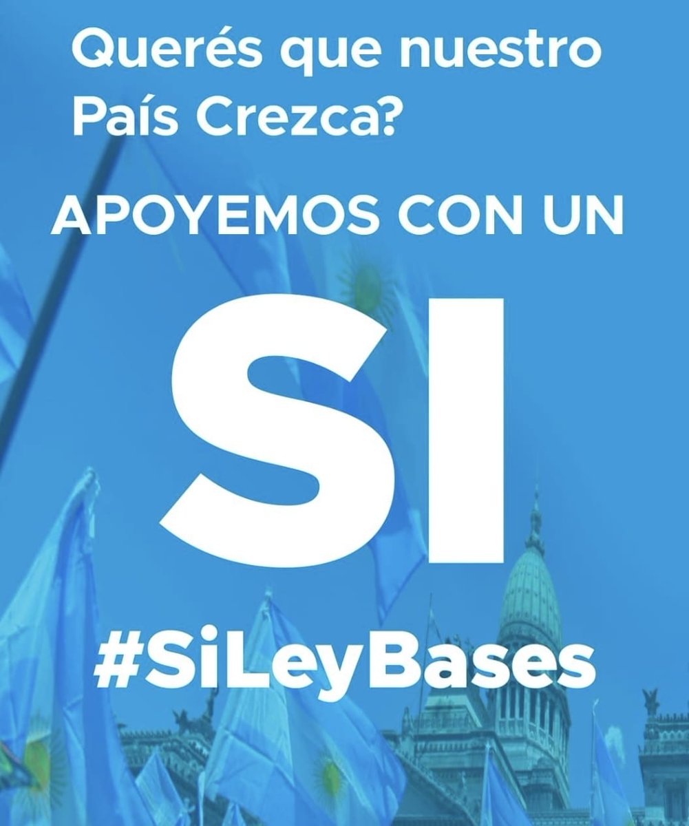 La Ley Bases llegó para generar cambios. Los Argentinos votaron a un presidente que propone cambios. Sigamos en esa dirección. #ApoyoLaLeyBases