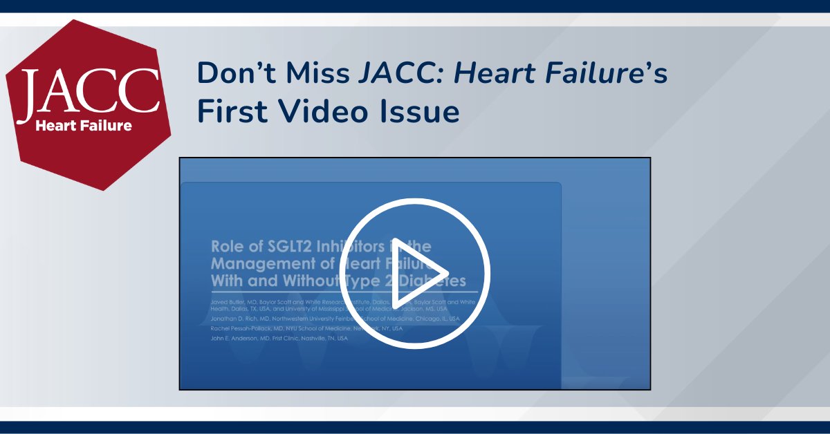 JACC Journals (@jaccjournals) on Twitter photo Donโt Miss #JACCHF's first video issue focusing on the use of #SGL2i in patients with #heartfailure with & without #T2D!
Each enhanced publication is accompanied by a video where Dr. <a href="/JavedButler1/">Javed Butler</a> talks with other authors on various studies & publications bit.ly/3Vo2FVS Donโt Miss #JACCHF's first video issue focusing on the use of #SGL2i in patients with #heartfailure with & without #T2D!
Each enhanced publication is accompanied by a video where Dr. <a href="/JavedButler1/">Javed Butler</a> talks with other authors on various studies & publications bit.ly/3Vo2FVS