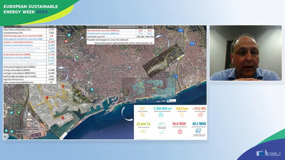 A great example of a city implementing clean #DHC projects is Barcelona🇪🇸

The city has 2 DHC networks &amp; supplying warm water issued from #wasteheat &amp; #cooling using seawater to face the increasing demand🌊

Figures show DHC's efficiency &amp; #decarbonisation potential👇

#EUSEW2024