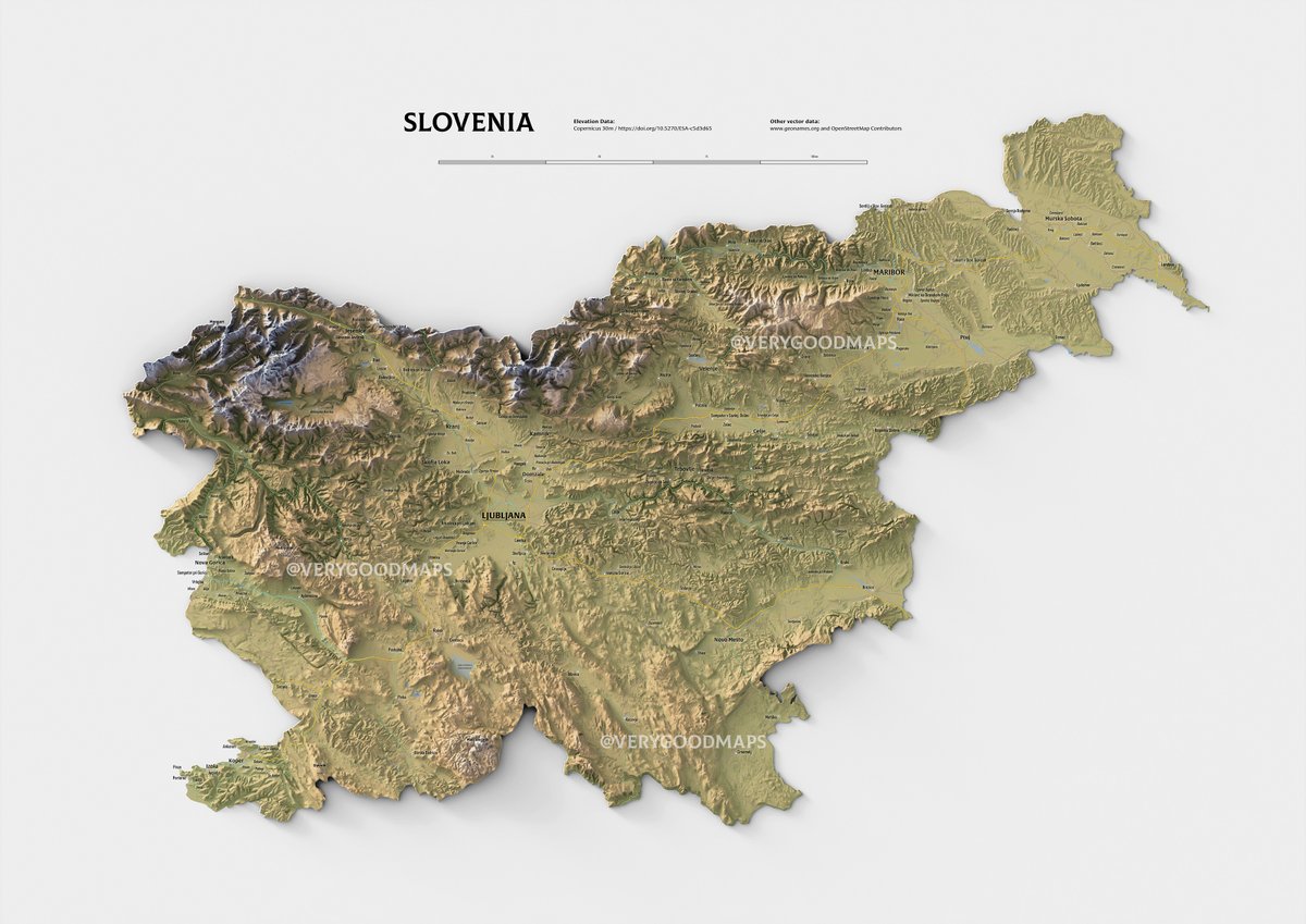 verygoodmaps's tweet photo. Slovenia. Decided to take a day off from making maps and ended up doing an A0 size map of Slovenia. So there we go. #slovenia #europe #travel https://t.co/wX2TYjsrSj