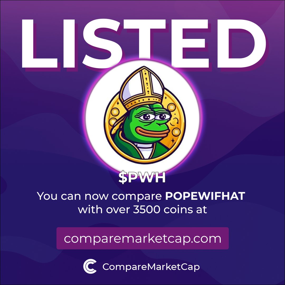 $POPEWIFHAT is now listed on CompareMarketCap!

You can now compare on POPEWIFHAT with over 3500 coins on comparemarketcap.com/coin/popewifhat