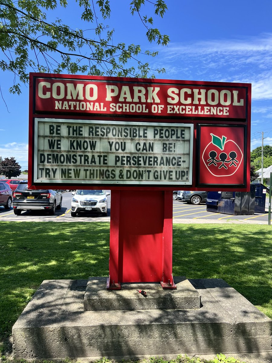 ComoParkMusic's tweet photo. We had our final character crew meeting today! We made a new message on our sign for the summer. @MollyMarcinelli https://t.co/oTz06fQ5uV