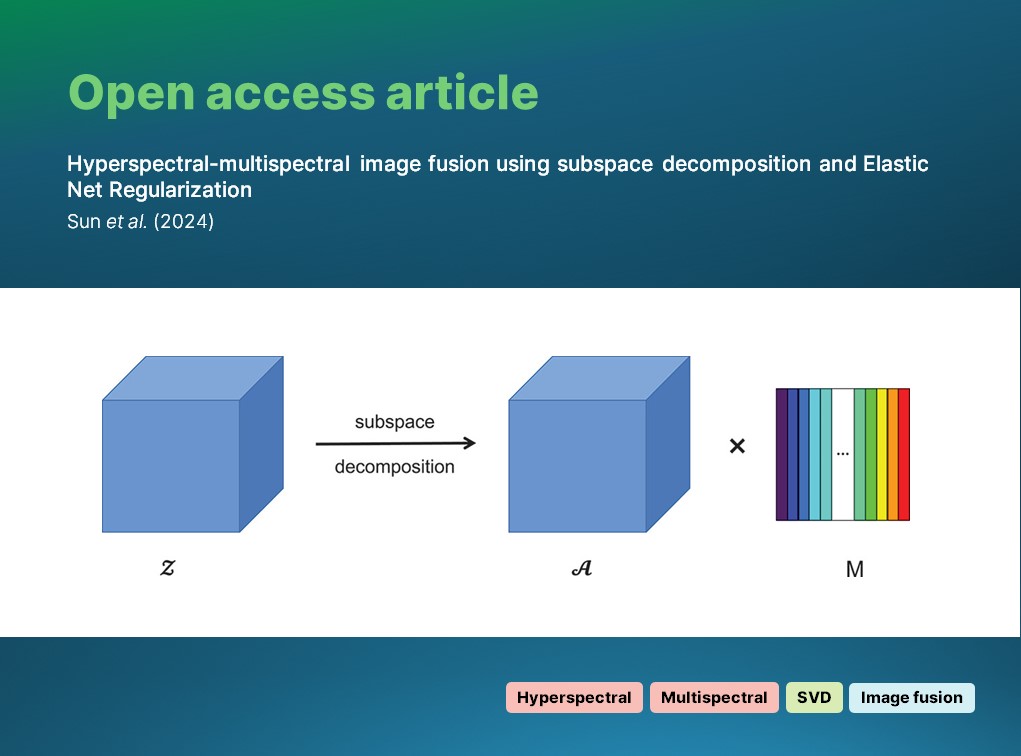 IJRemoteSensing's tweet photo. ๐ OPEN ACCESS article:
Sun et al. propose a novel #ImageFusion method for #hyperspectral and #multispectral imagery ,which leverages spectral band correlation and the SVD technique to extract spectral feature subspaces.
๐ https://t.co/hdDTWoLKOr
#IJRS #RemoteSensing https://t.co/d2lanG15zn