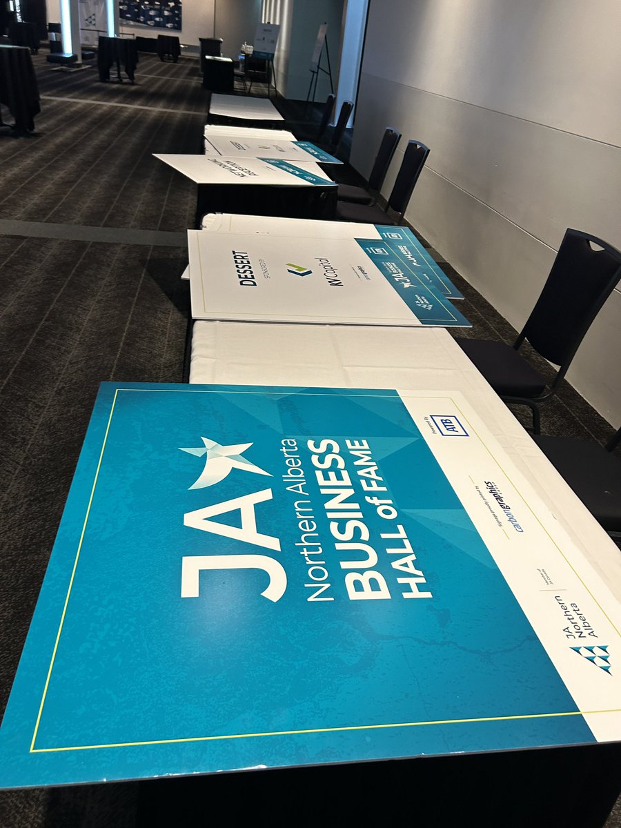 JA_NorthAlberta's tweet photo. We're here @edmontonconventioncentre getting all set up for tonight's AB Business Hall of Fame powered by @ATBFinancial. We can't wait to see you all! #ABHOF2024 https://t.co/UI1Eu7mLfO