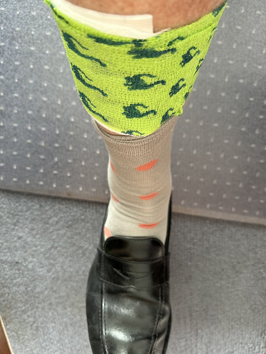 Bumped into a table after a meeting and gashed my leg. <a href="/Hearst/">HEARST</a> health center patched me up with a nice dinosaur bandage and sent me back on the field within twenty minutes! Most importantly no blood on the suit!