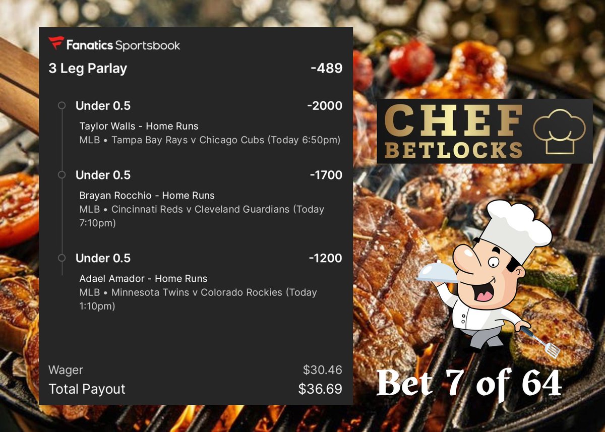 ChefBetLocks's tweet image. Bet #7 to becoming a millionaire..
💰 💰 💰 💰 💰 💰 💰 💰

3 legs today. 🔥 🔥 🔥 
#LFG 

For those who don't know. $10 rolled over 64 times averaging -500 odds will make you a millionaire. 🤯 

#GamblingTwitter #GamblingX
#SportsBetting #PrizePicks