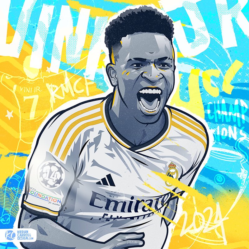 New Vinicius artwork! ✍🏻 Nailed on for this years Ballon d’Or surely? ⚽️🏆🌎 

——
#ViniJr #CHAMP15NS #UCL