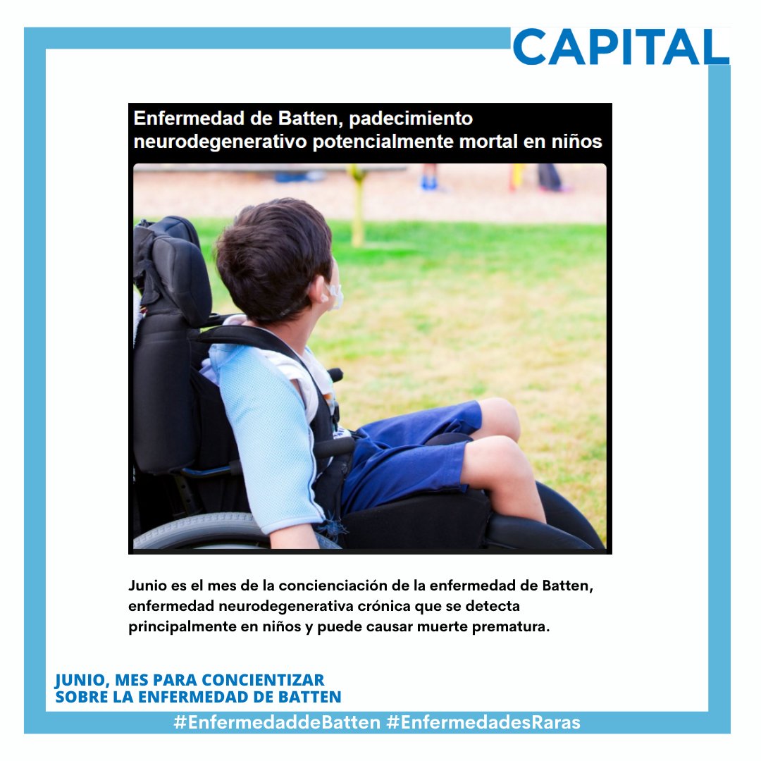 FabryGrupo's tweet photo. 💙 Amigos, recordemos que JUNIO es para concientizar sobre la #EnfermedaddeBatten, es por eso que compartimos la nota de @capitalmexicomx sobre las señales de alerta.
Pasen a leer y no duden en seguirlos para mantenerse informados.
#BattenDay #EnfermedadesRaras #BajaPrevalencia https://t.co/tAspwq5zEY