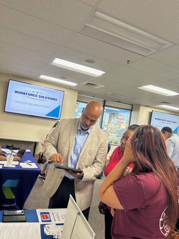 MidlandISD_HR's tweet photo. Our HR Directors, Emilee and Adam, are hard at work! The Workforce Solutions Permian Basin job fair has produced more than 30 candidates so far! Way to go team! #JobFair #WorkforceSolutions #Hiring #Recruitment #TeamSuccess #HR #MISDProud https://t.co/QqEciGUwXY