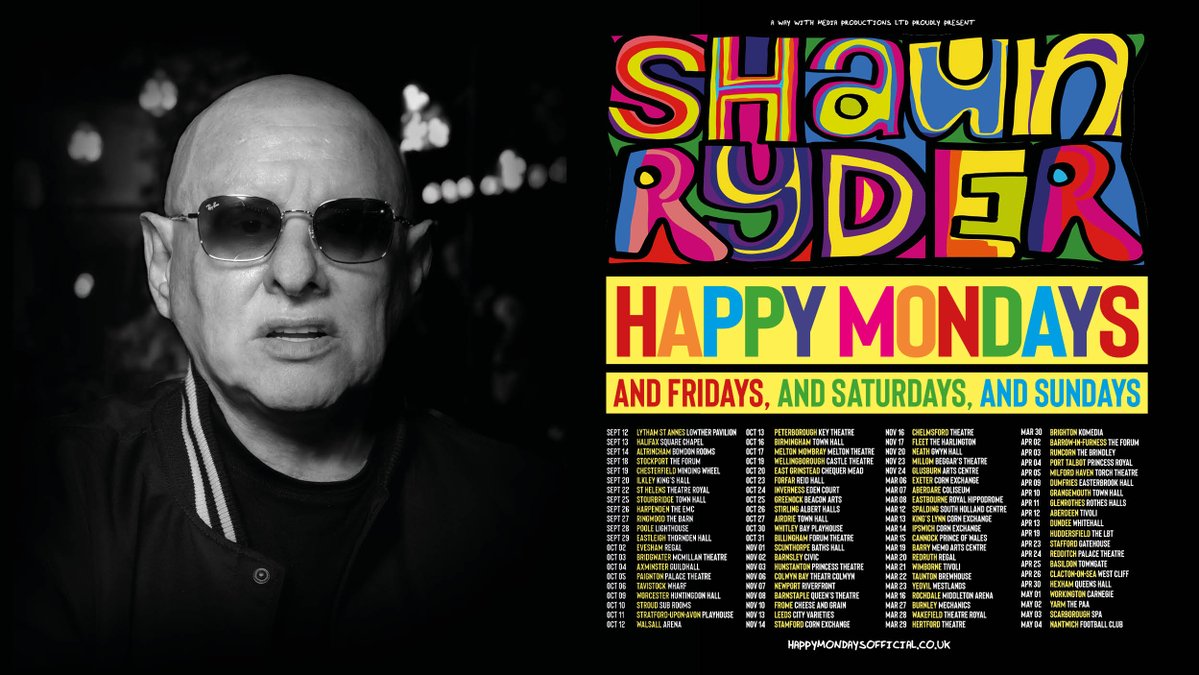 Happy_Mondays's tweet image. 💥💥💥Shaun Ryder - thrills, spills, and the best rock’n’roll stories of the past 30 years.  

Tickets:  awaywithmedia.com/tours/shaun-ry…

#ShaunRyder #HappyMondays #BlackGrape #Gigs #Inconversation @awaywithmedia