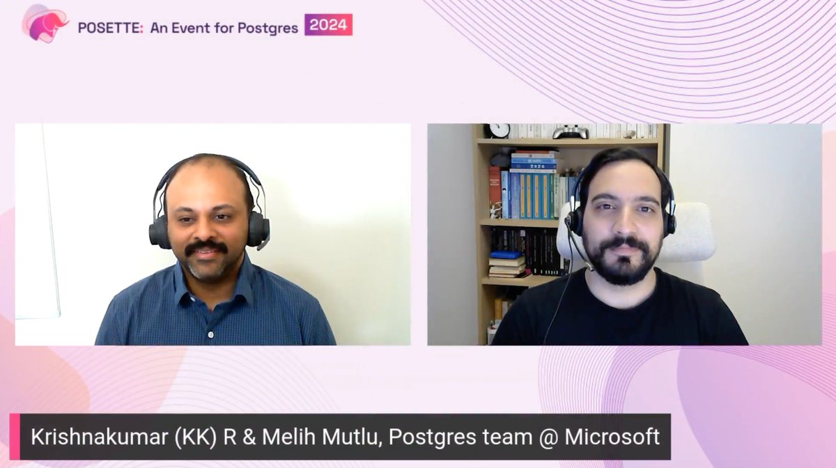 PosetteConf's tweet photo. Tune in to this awesome talk by Krishnakumar (KK) Ravi @kkwriting &amp; Melih Mutlu @melihmtl during #PosetteConf Livestream 3 to learn about #PostgreSQL physical replication – internals, latest development and opportunities 💥
https://t.co/xXyP1gAkjL https://t.co/Al5CP52Fwo