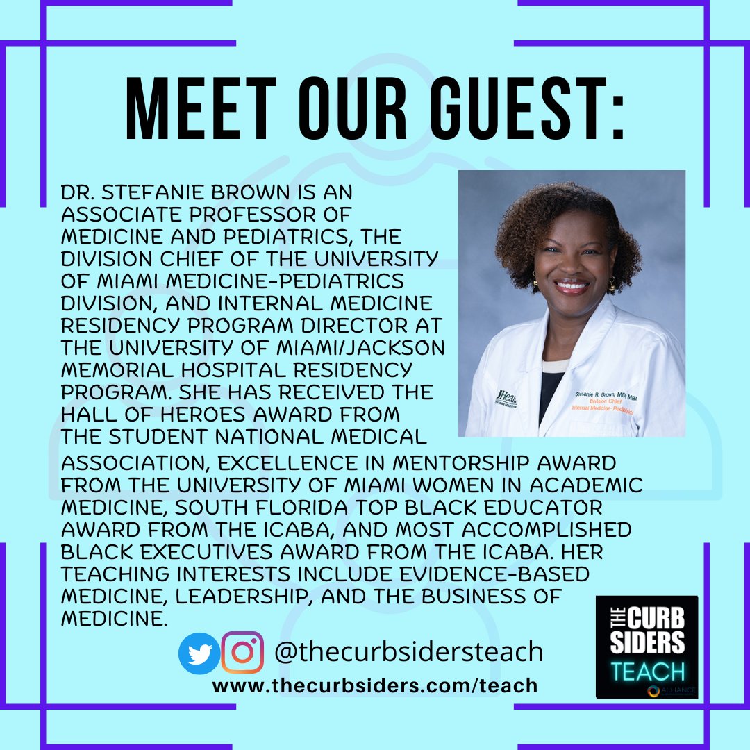 The Curbsiders Teach Podcast (@curbsidersteach) on Twitter photo So great to sit down with Dr Stefanie Brown to talk about #LeadershipDevelopment and being a #ChangeAgent #ChangeManagement Listen wherever you get your podcasts!
Produced by <a href="/CChaiklin/">Charlotte Chaiklin, MD</a>
<a href="/UmJmhIMRes/">University of Miami Internal Medicine Residency</a> @Umiamibusiness So great to sit down with Dr Stefanie Brown to talk about #LeadershipDevelopment and being a #ChangeAgent #ChangeManagement Listen wherever you get your podcasts!
Produced by <a href="/CChaiklin/">Charlotte Chaiklin, MD</a>
<a href="/UmJmhIMRes/">University of Miami Internal Medicine Residency</a> @Umiamibusiness