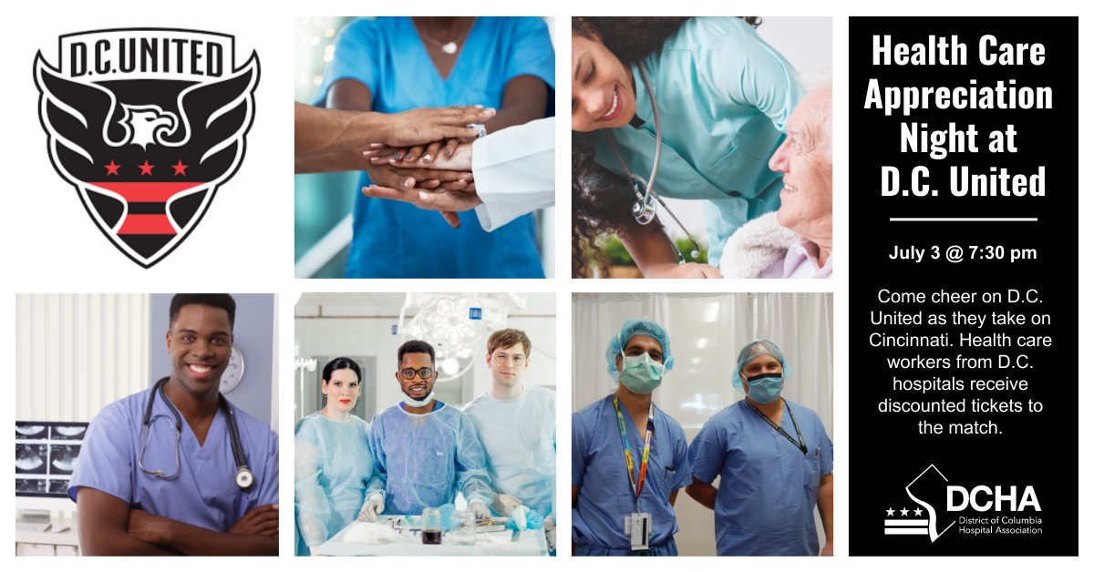 Come cheer on D.C. United as they take on Cincinnati. Health care workers from D.C. hospitals receive discounted tickets to the match. Get your tickets at fevo-enterprise.com/Healthcareappr….