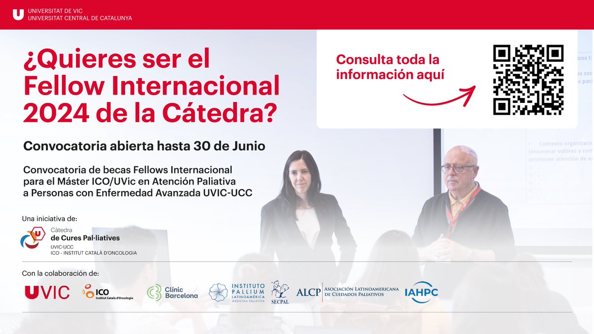 🚨Ha llegado uno de los momentos más importantes para la Cátedra de Paliativos ICO/<a href="/uvic_ucc/">UVic-UCC</a> y el Máster en Atención Paliativa

👏Lanzamos el PROGRAMA FELLOWS INTERNACIONAL 
¡Cuatro becas únicas para aprender con nosotros! 

👉Lee toda la información aquí: mailchi.mp/437e599e95d0/f…