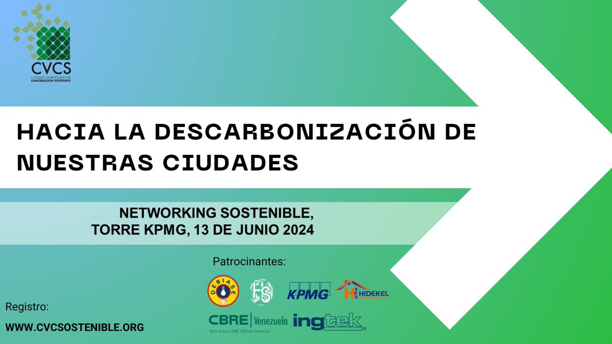 Evento: Hacia la descarbonización de nuestras ciudades.  

Un evento que nace con el objetivo de integrar a los actores a fin de promover el trabajo en equipo para la creación de la ruta de descarbonización para nuestro país. 

Información y registro en: cvcsostenible.org/proximos-event…