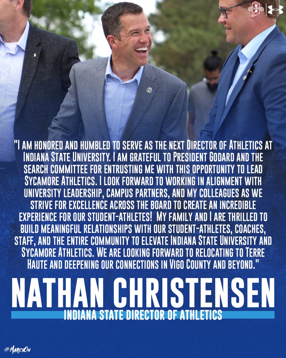 Indiana State University Appoints Nathan Christensen as New Director of Athletics  

tinyurl.com/5439jtvs

#MarchOn