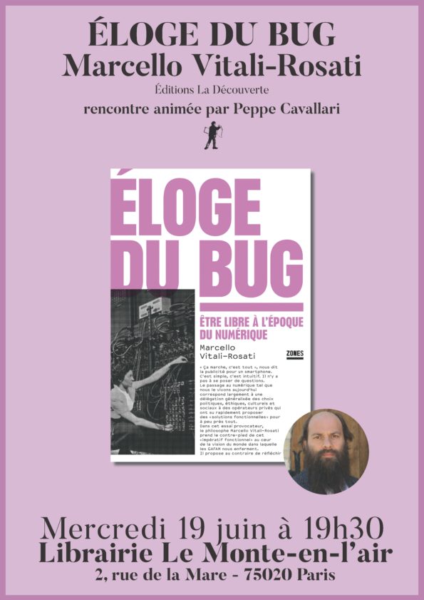 Écritures numériques (@enumeriques) on Twitter photo ⭐ÉVÈNEMENT À VENIR⭐
Le 19 juin à 19h30, Marcello Vitali-Rosati sera à la librairie <a href="/lemontenlair/">Le Monte-en-l'air</a> (2 rue de la Mare - 75020 Paris). La rencontre sera animée par <a href="/peppecavallari/">peppe cavallari</a> et ils parleront de l'Éloge du bug 🙌 Venez en grand nombre!
+ d'infos : tinyurl.com/2zujcntu ⭐ÉVÈNEMENT À VENIR⭐
Le 19 juin à 19h30, Marcello Vitali-Rosati sera à la librairie <a href="/lemontenlair/">Le Monte-en-l'air</a> (2 rue de la Mare - 75020 Paris). La rencontre sera animée par <a href="/peppecavallari/">peppe cavallari</a> et ils parleront de l'Éloge du bug 🙌 Venez en grand nombre!
+ d'infos : tinyurl.com/2zujcntu
