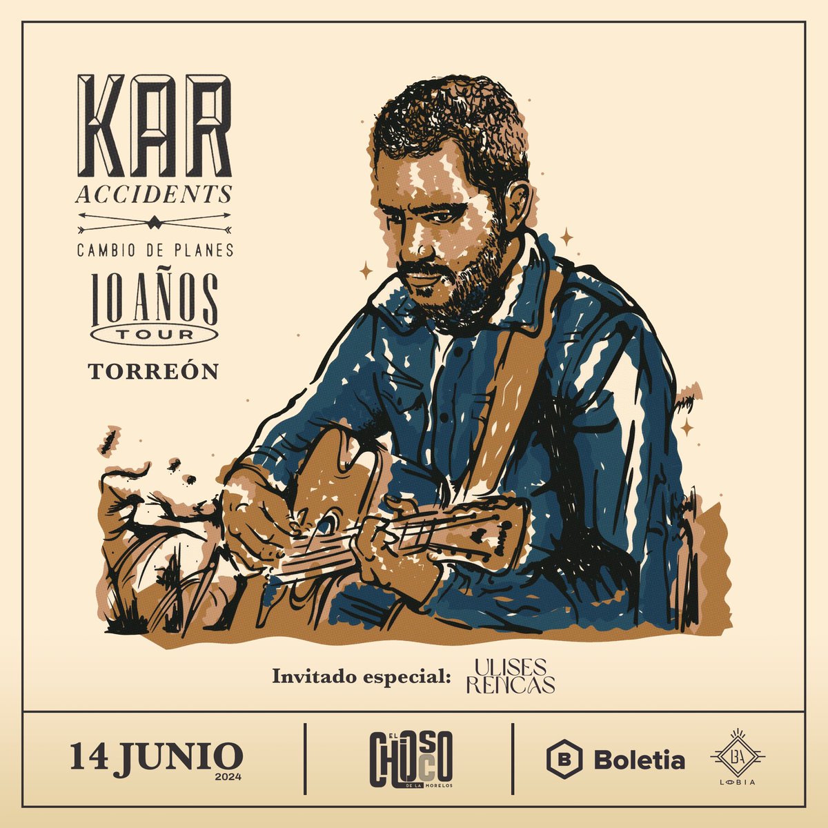 Nos vemos este viernes 14 de junio en Chiosco de la Morelos abriendo el show de Kar Accidents. Boletos disponibles aquí: kar-accidents-en-torreon.boletia.com

¿A quiénes veo por ahí? 👀